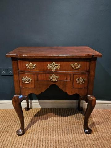 Antique George III Bow Front Walnut Lowboy at Sturmans Antiques furniture for sale