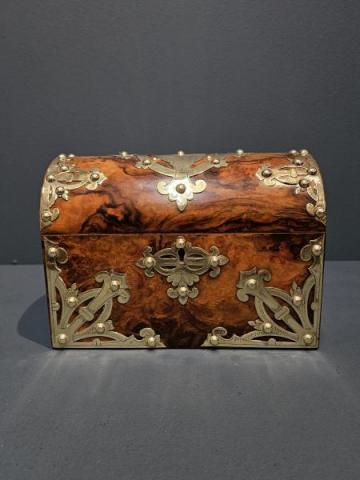 Antique Victorian Brass Trimmed Walnut Stationery Box at Sturmans Antiques box for sale