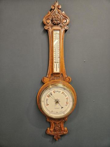 Antique Victorian Oak Cased Banjo Barometer at Sturmans Antiques barometer for sale