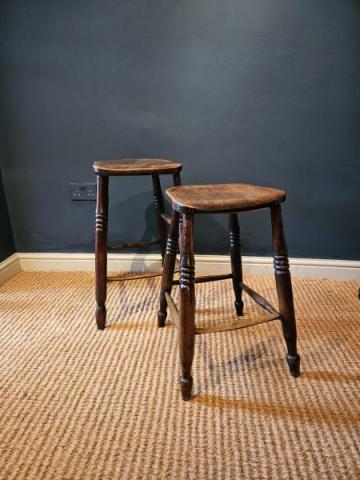 Antique Unusual Pair of Victorian Ash Graduated Stools at Sturmans Antiques furniture for sale