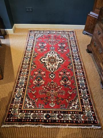Antique Deep Red Persian Rug at Sturmans Antiques rugs for sale