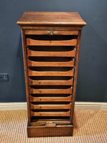 Antique Edwardian Solid Oak File Cabinet at Sturmans Antiques furniture for sale