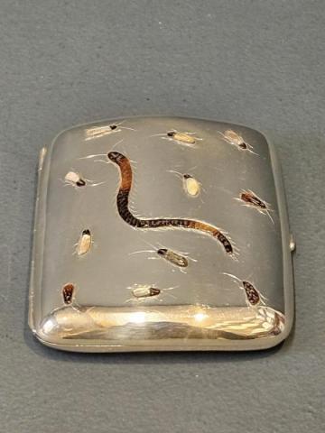 Antique Superb Shibayama Inlaid Silver Cheroot Case by Horace Woodward & Co of Birmingham at Sturmans Antiques silver for sale