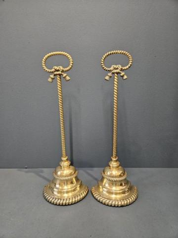 Antique Superb Matching Pair of Victorian Brass Door Stops at Sturmans Antiques metalware for sale