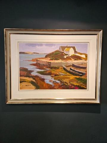 Antique Outstanding Acrylic on Board painting 'Low tide at Dolan' by Dolland McIntyre at Sturmans Antiques painting for sale