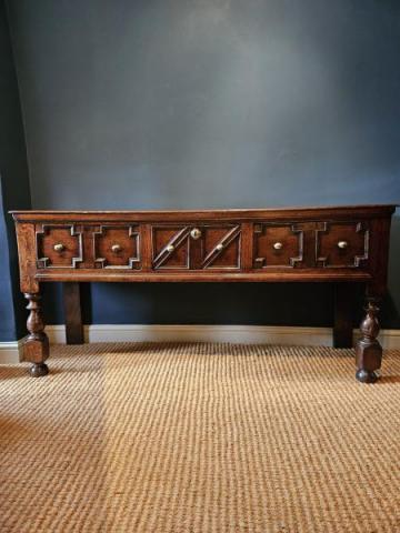 Antique George I Geometric Moulded Three Drawer Dresser at Sturmans Antiques furniture for sale