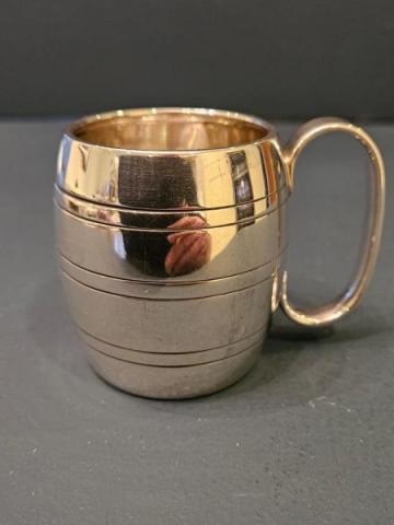 Antique Rare Silver Barrel Mug at Sturmans Antiques silver for sale