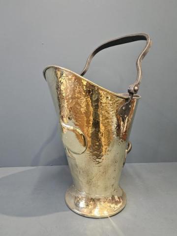 Antique Superb Large Arts and Crafts Brass Coal Scuttle at Sturmans Antiques metalware for sale