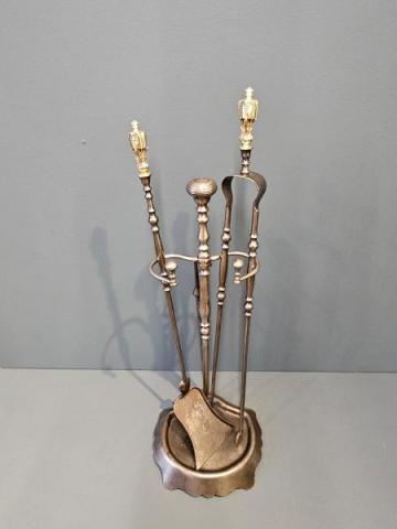 Antique Victorian Steel Fire Irons and Stand at Sturmans Antiques metalware for sale