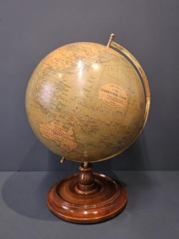 Antique Superb 1920's Phillips 14" Plaster Library Globe at Sturmans Antiques globe for sale