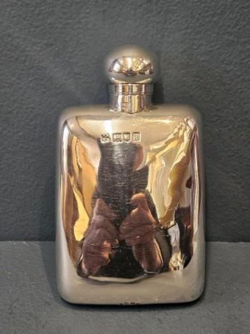 Antique Silver Edwardian Hip Flask by W & G Neale of London at Sturmans Antiques silver for sale