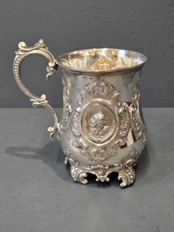 Antique Superb Victorian Silver Mug by Martin Hall & Co of Sheffield at Sturmans Antiques silver for sale
