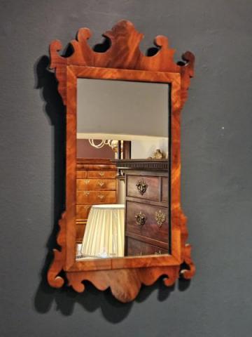 Antique George III Period Figured Mahogany Mirror at Sturmans Antiques mirror for sale