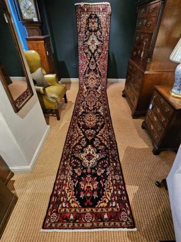 Superb 15' Persian Pure Wool Runner at Sturmans Antiques rug for sale