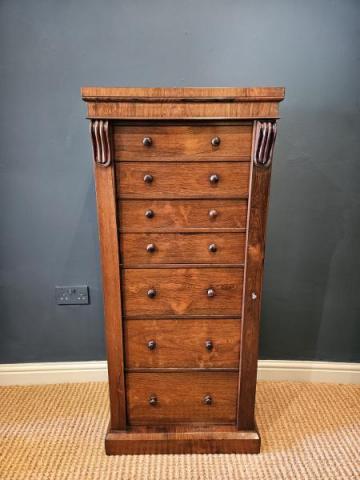 Antique Early Victorian Rosewood Secretaire Wellington Chest at Sturmans Antiques furniture for sale 