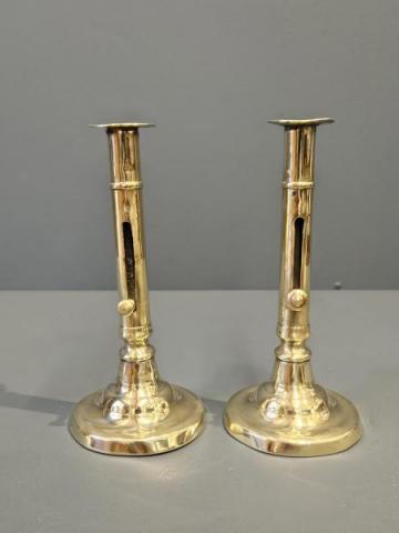 Antique Pair of George III Brass Candlesticks at Sturmans Antiques candlesticks for sale 