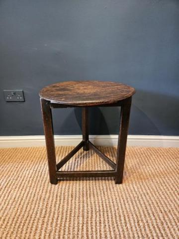 Antique Primitive Welsh Oak Cricket Table at Sturmans Antiques furniture for sale