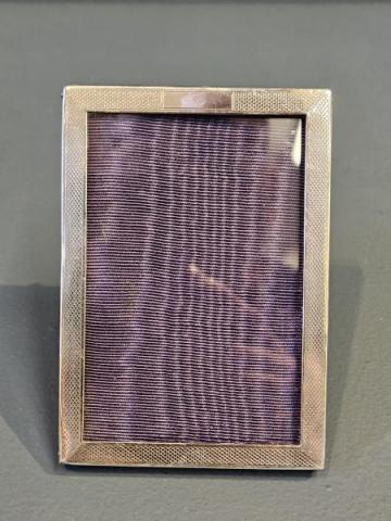 Antique Small George V Engine Turned Silver Photo Frame by Robert Pringle & Sons of Birmingham at Sturmans Antiques photo frame for sale