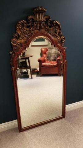Antique Carved Timber Gilt Pediment Chinoiserie Mirror at Sturmans Antiques Mirror for sale