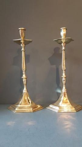 Antique Victorian Cast Brass Candlesticks